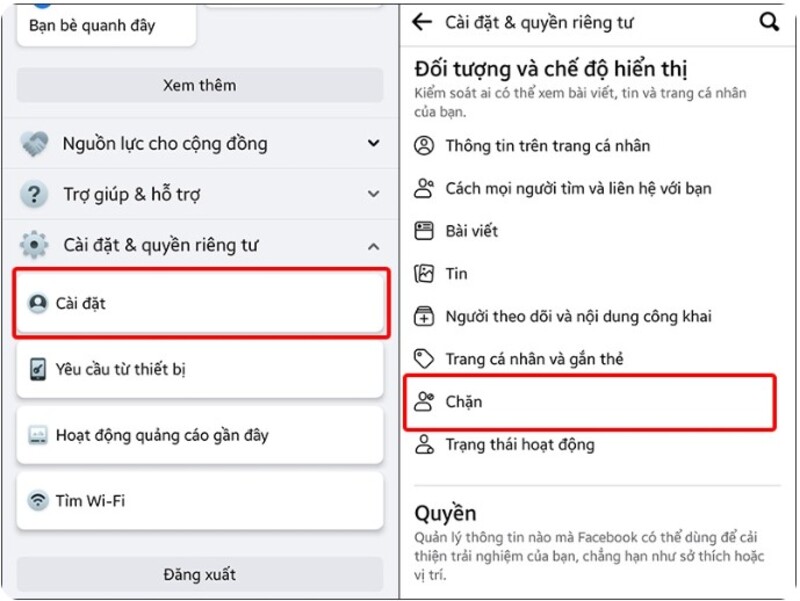 cách bỏ chặn trên facebook điện thoại