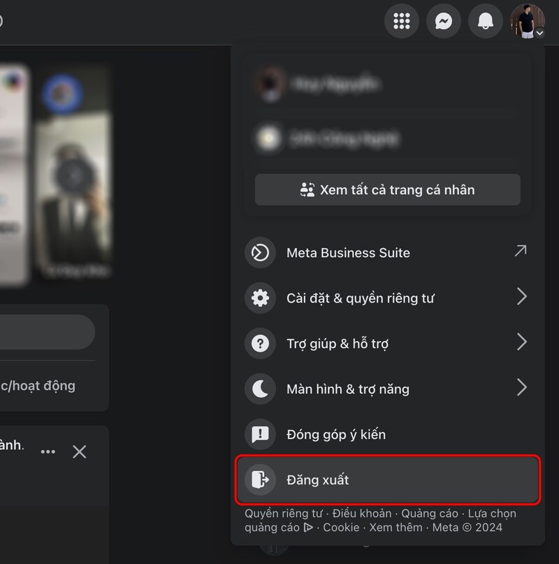 cách đăng xuất facebook trên máy tính