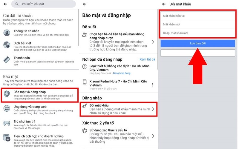cách đổi mật khẩu fb điện thoại android