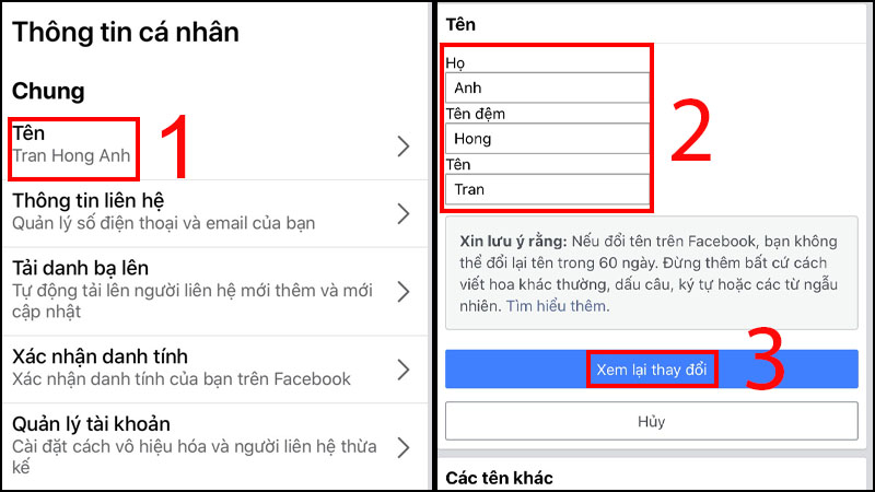 cách đổi tên fb điện thoại