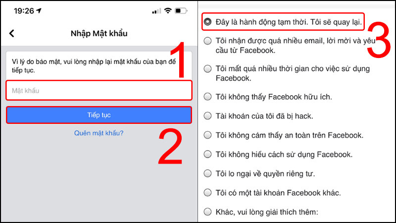 cách khóa fb tạm thời mobile