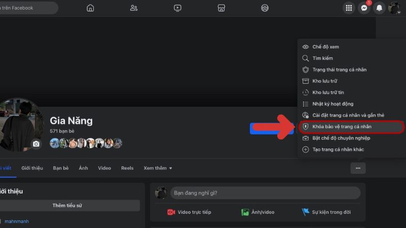 cách khóa trang cá nhân facebook máy tính