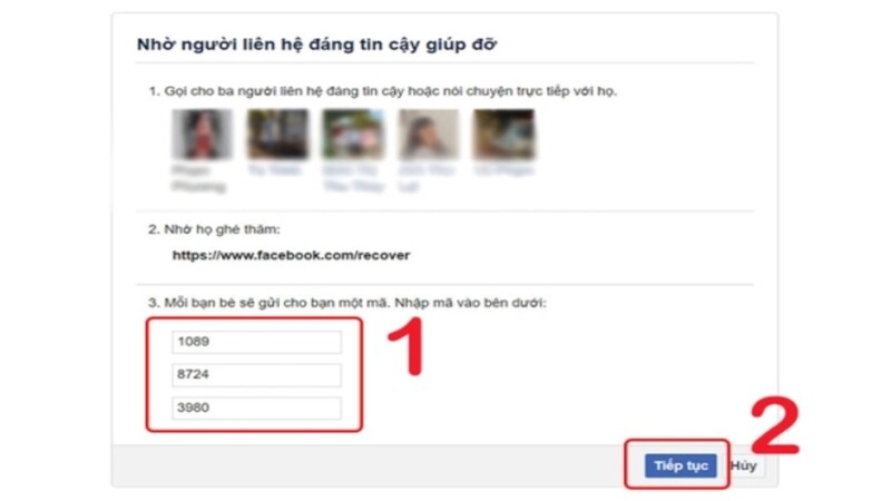 cách lấy lại mật khẩu facebook qua bạn bè