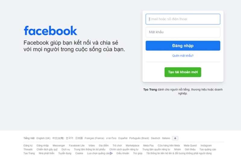 cách tạo facebook trên máy tính