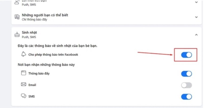 cách tắt thông báo sinh nhật bạn bè facebook máy tính