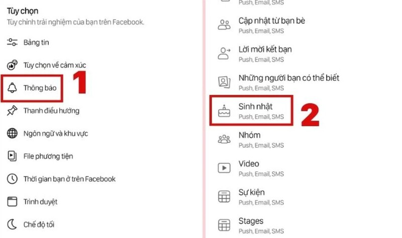 cách tắt thông báo sinh nhật bạn bè facebook trên điện thoại