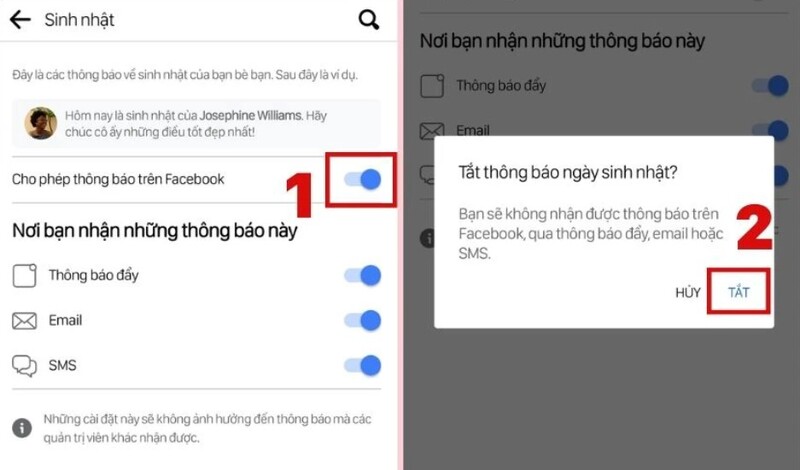 cách tắt thông báo sinh nhật bạn bè facebook trên điện thoại