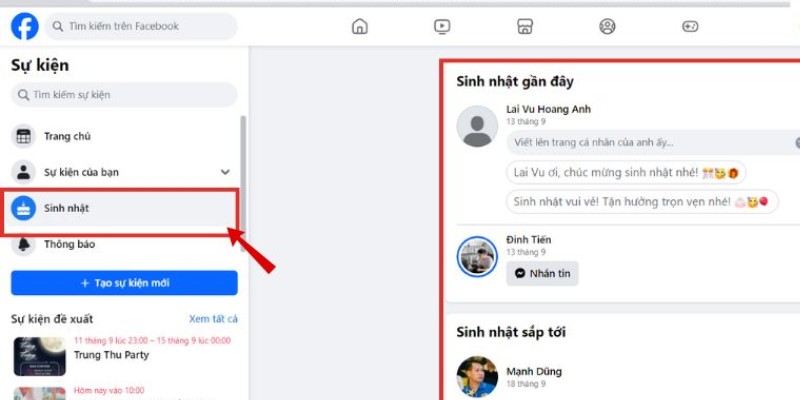 cách xem sinh nhật trên fb