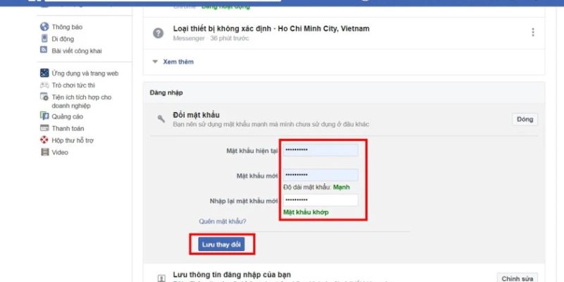 đặt lại mật khẩu fb