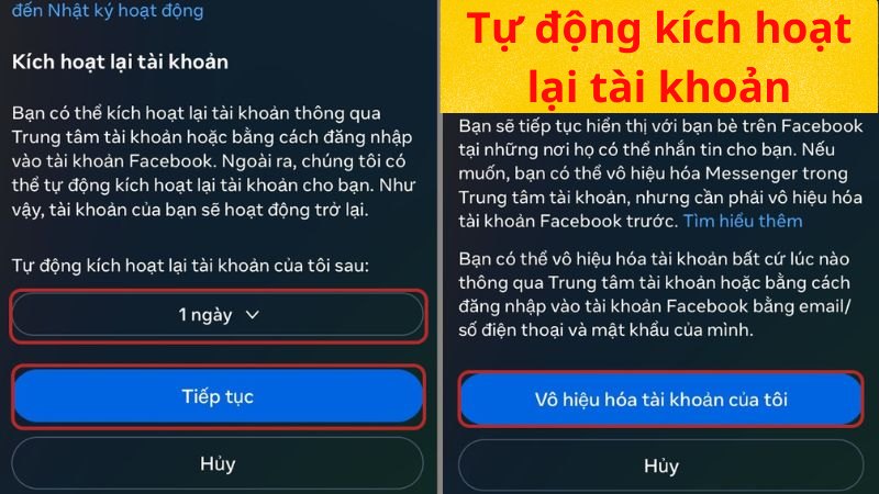 tạm thời vô hiệu hoá tài khoản facebook