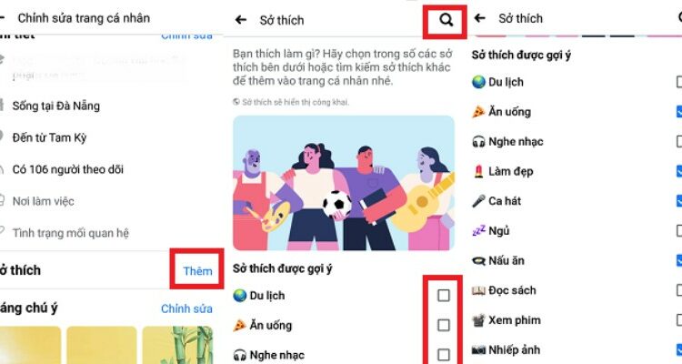 thêm sở thích fb